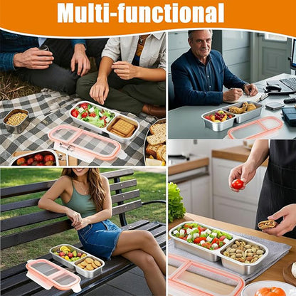 Stainless Steel 2-3Compartment Lunch Box with Lid
